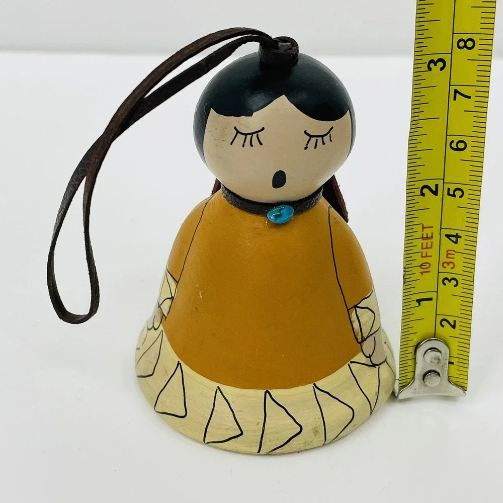 Hand Painted Ceramic Storyteller Bell Ornament Southwestern‎ Native Style